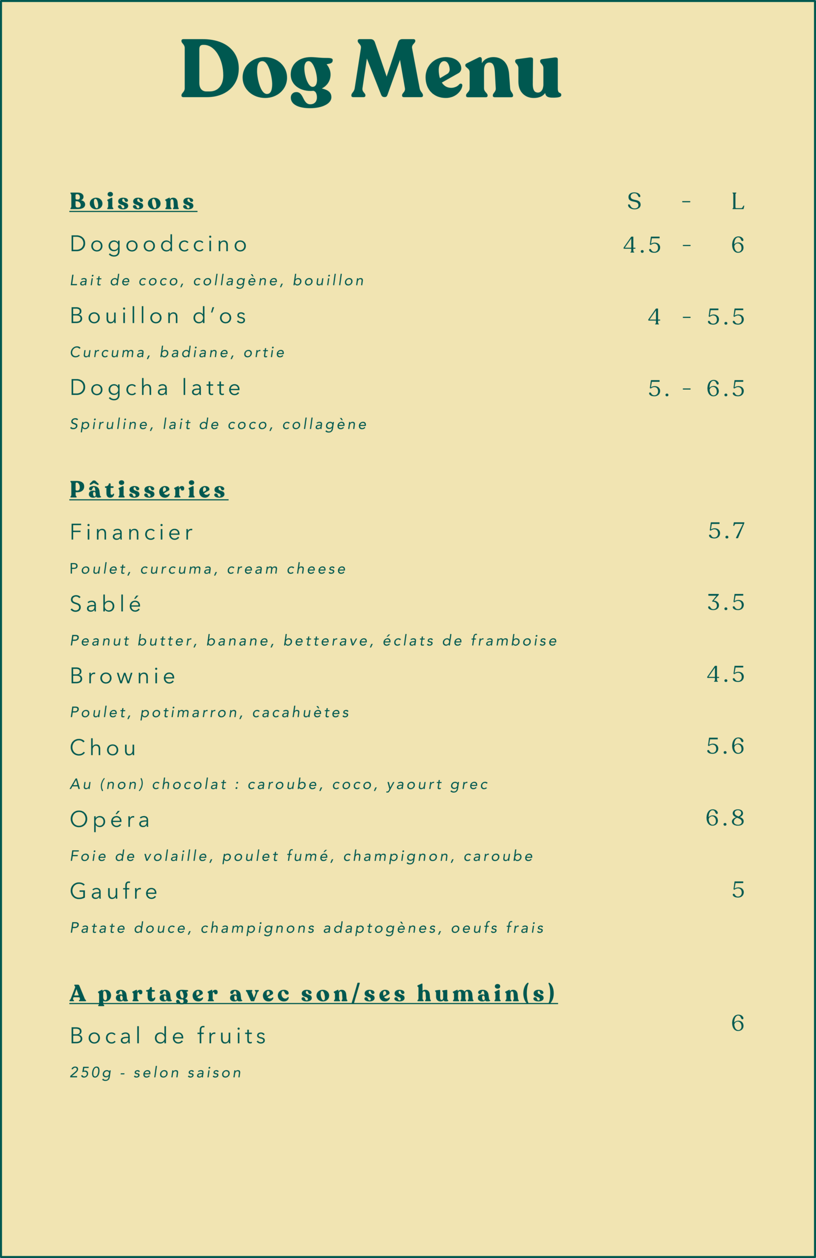 Menu pour les chiens